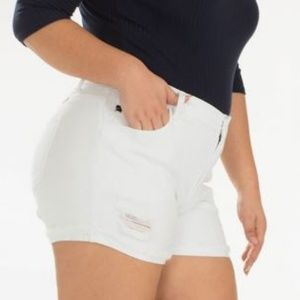 KanCan White Distressed Shorts